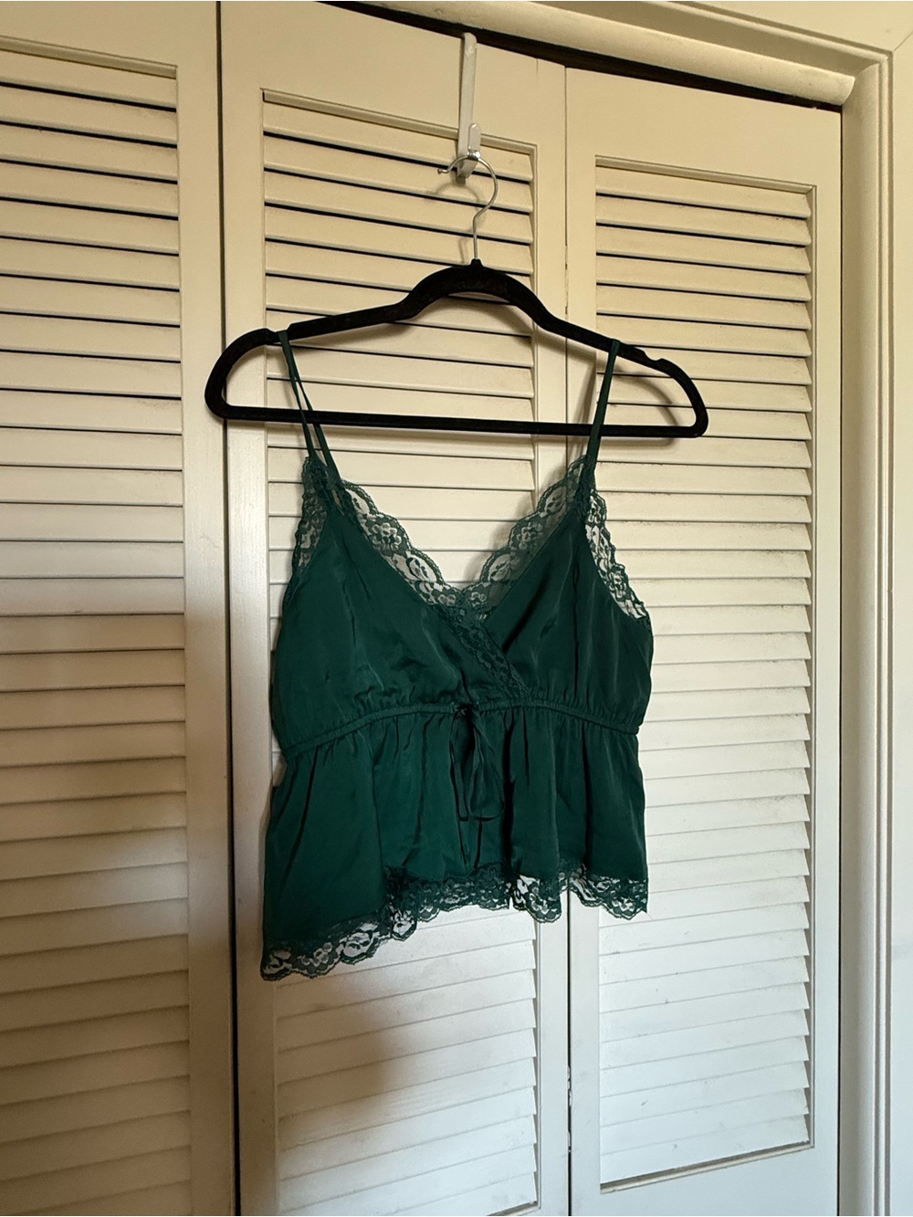 American Eagle Lace-Trim Emerald Green Cami Top